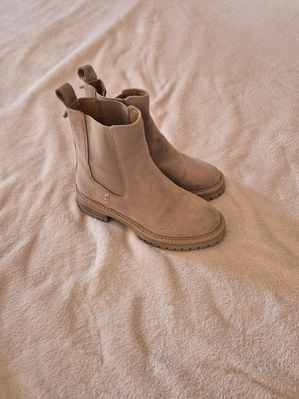 Women’s Suede Chelsea Combat Boots — Light Taupe